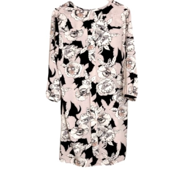 C&E Pink, White, & Black Floral Print Long Sleeve Dress - Size M - Picture 3 of 11